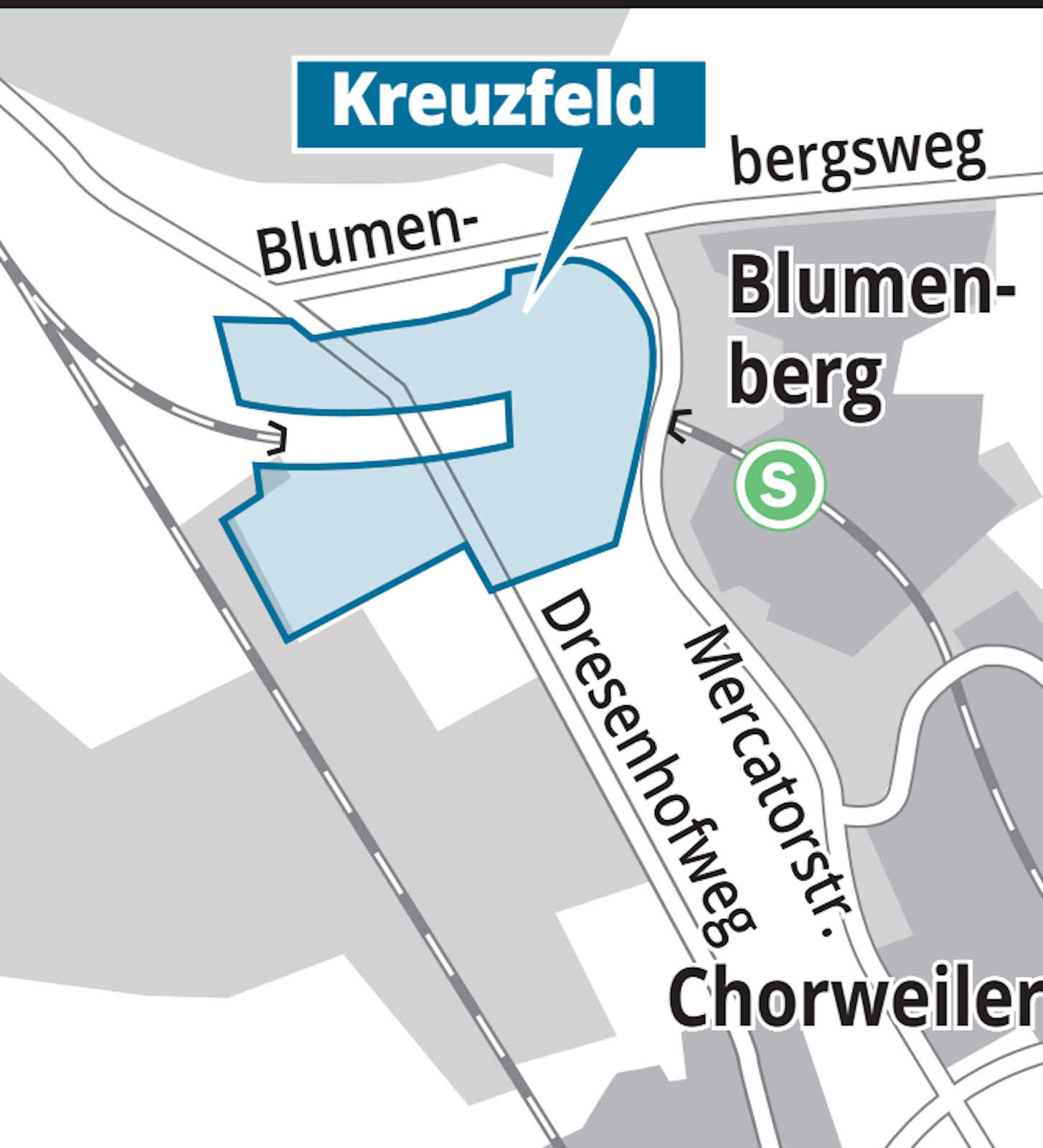 Hier soll der neue Stadtteil Kreuzfeld entstehen.