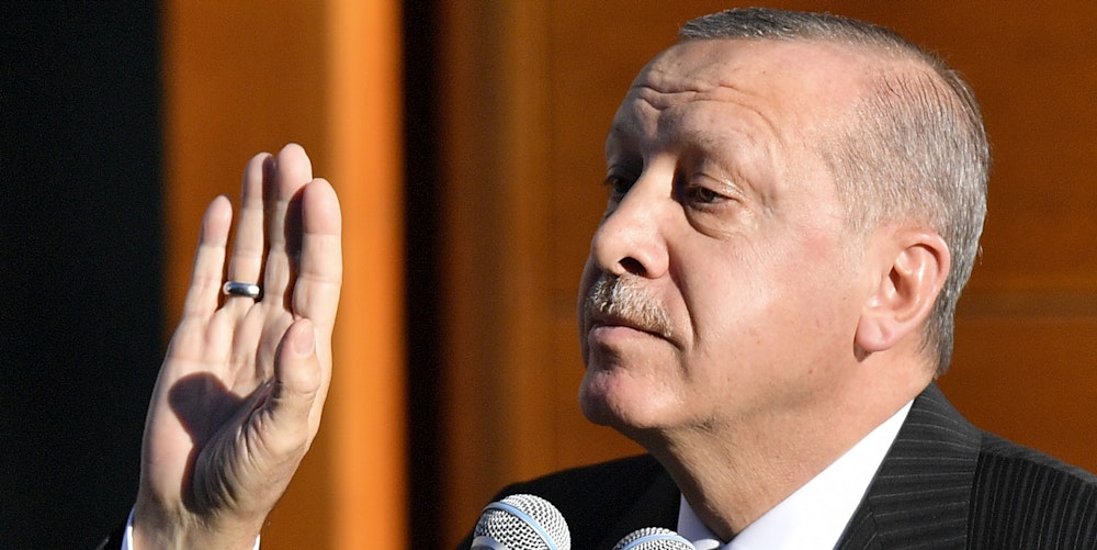 Erdogan bei seiner Rede vor der Ehrenfelder Moschee.
