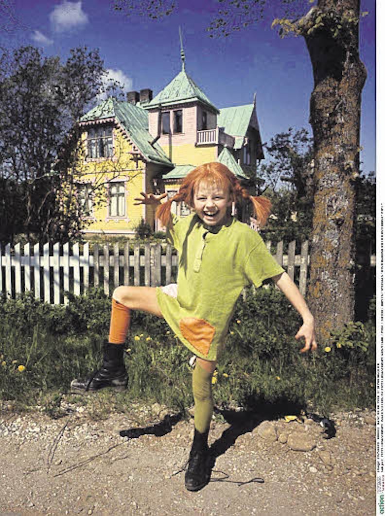 Das Original: Pippi Langstrumpf vor ihrer Villa.