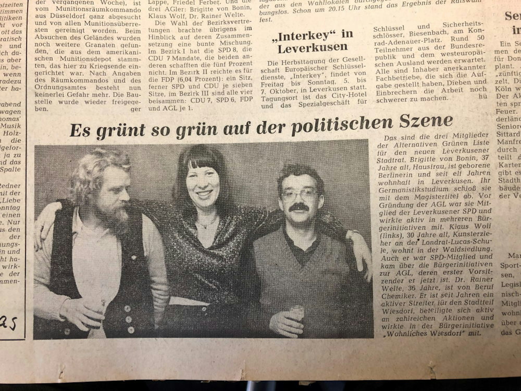 Von den drei Mitgliedern der ersten Ratsfraktion ist Klaus Wolf (links) immer noch bei den Grünen aktiv.