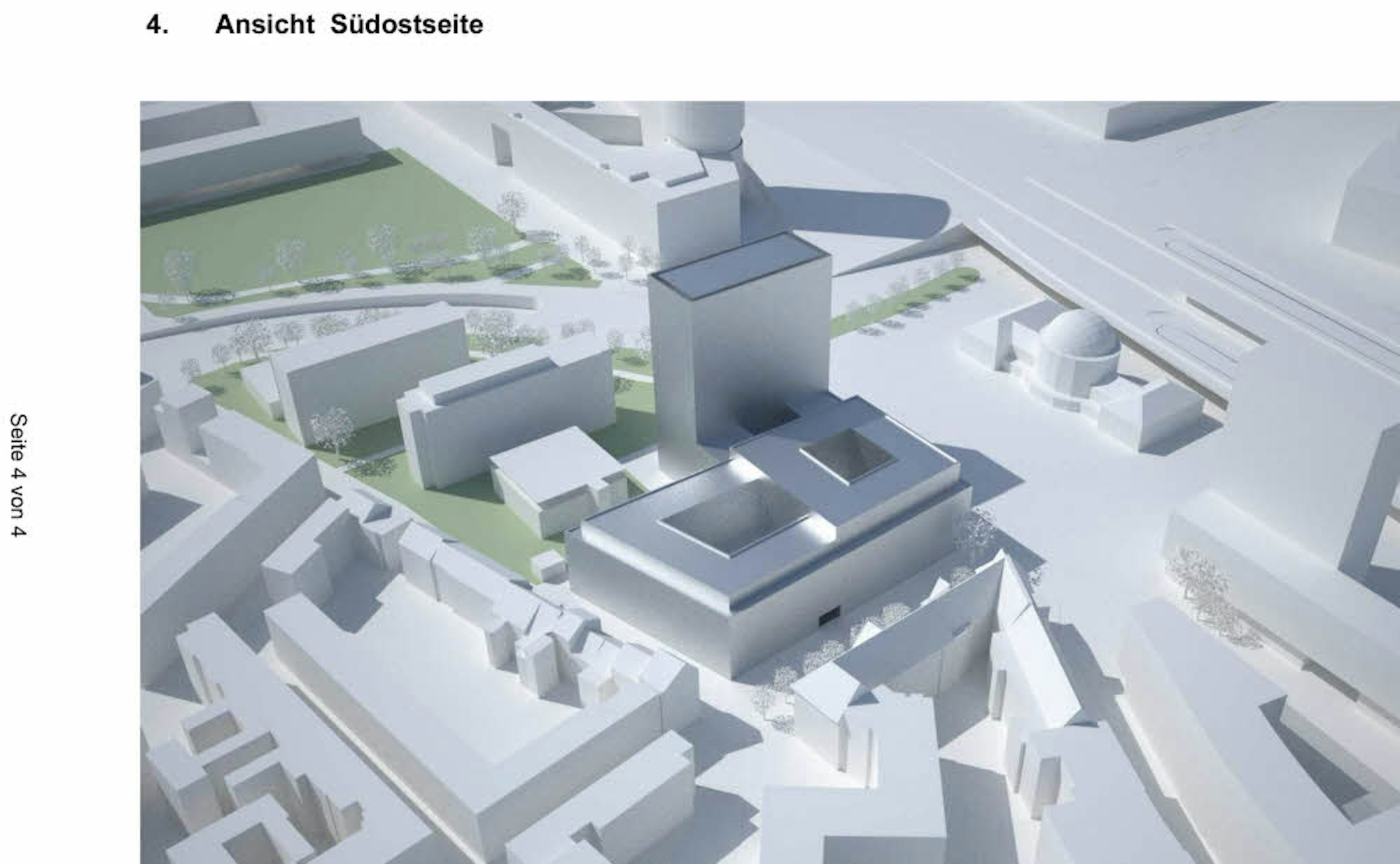 Der geplante Neubau des Landschaftsverband Rheinland, Ansicht von Südosten, im Modell.