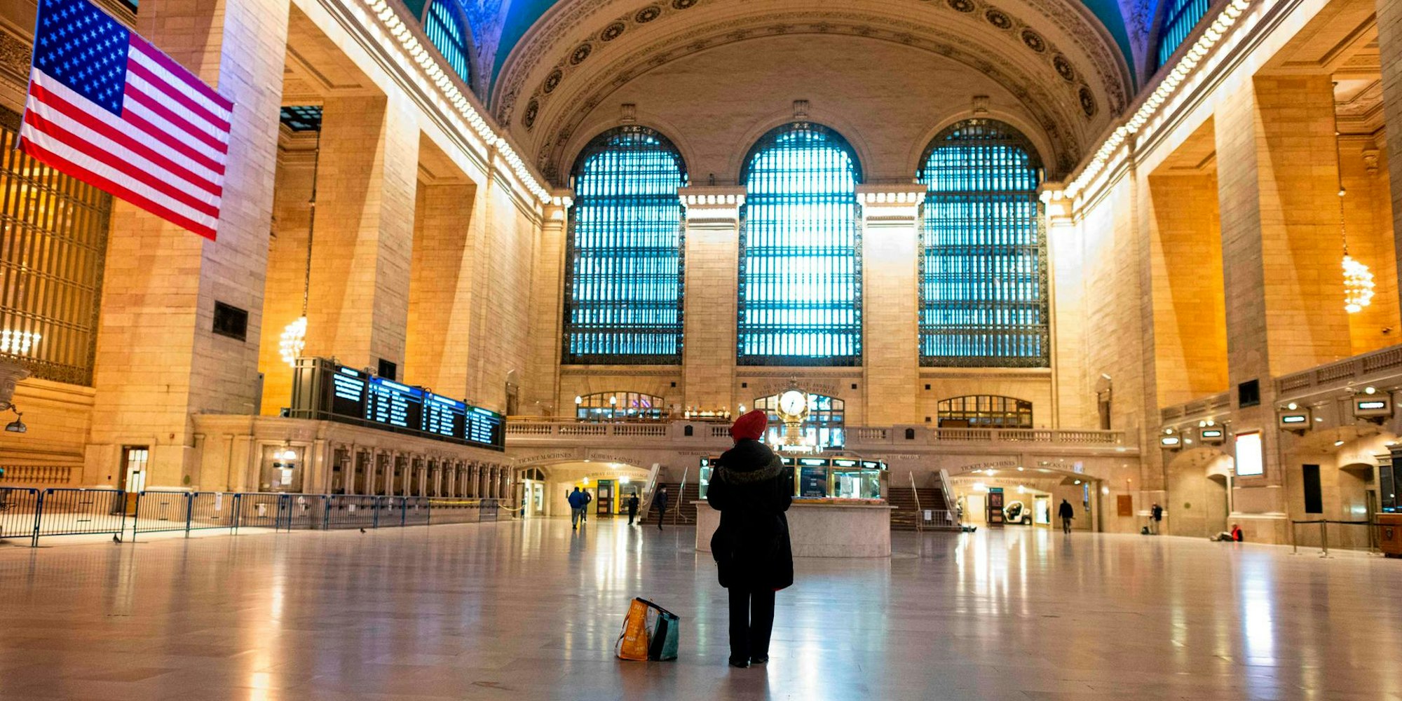 Ort der Leere, der in normalen Zeiten von Menschen überflutet ist: Die Grand Central Station, der Hauptbahnhof von New York.