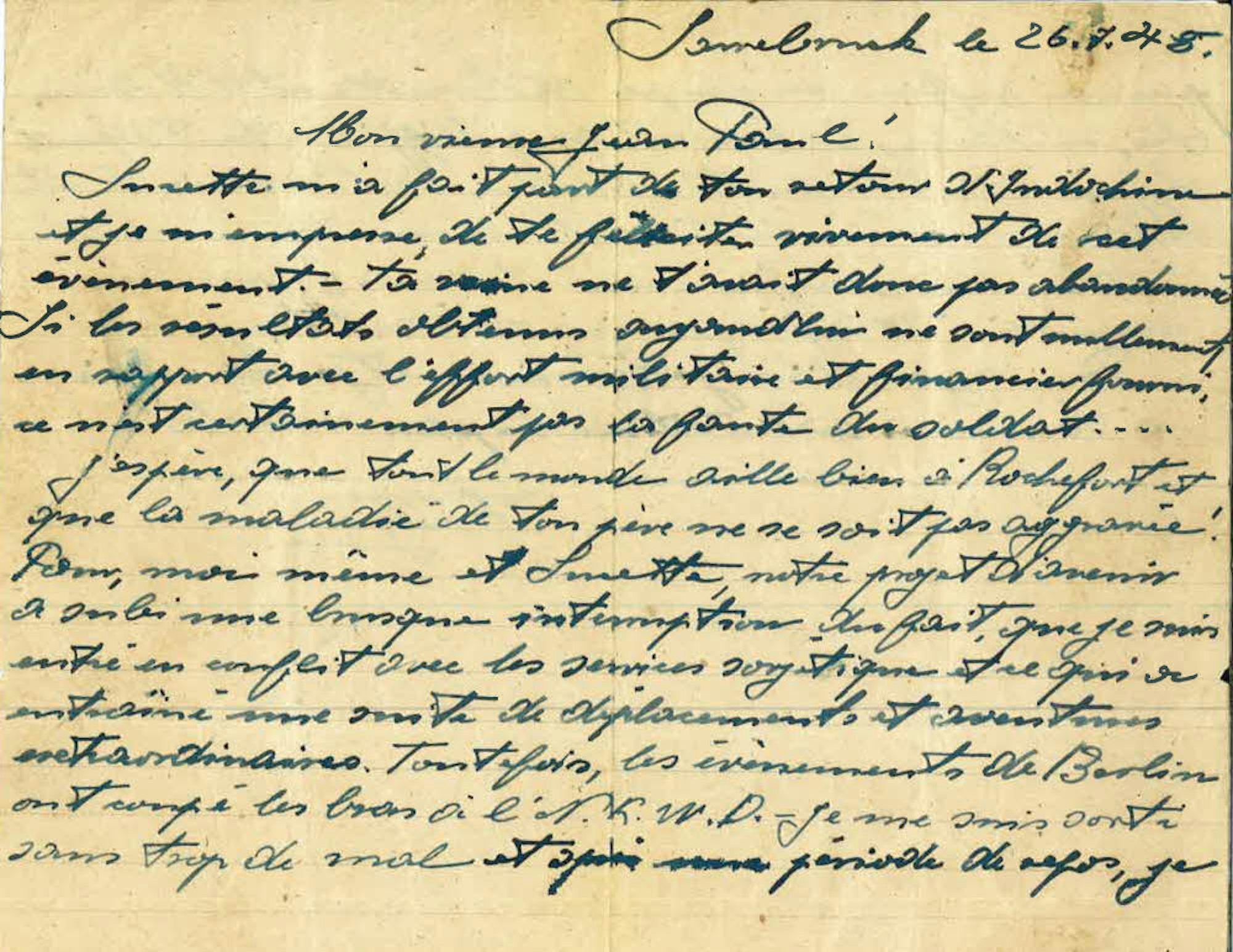 Der entscheidende Brief: Hélènes Vater Friedrich Strohm versuchte damit 1948 Kontakt zu Lucette und seiner Tochter aufzunehmen.