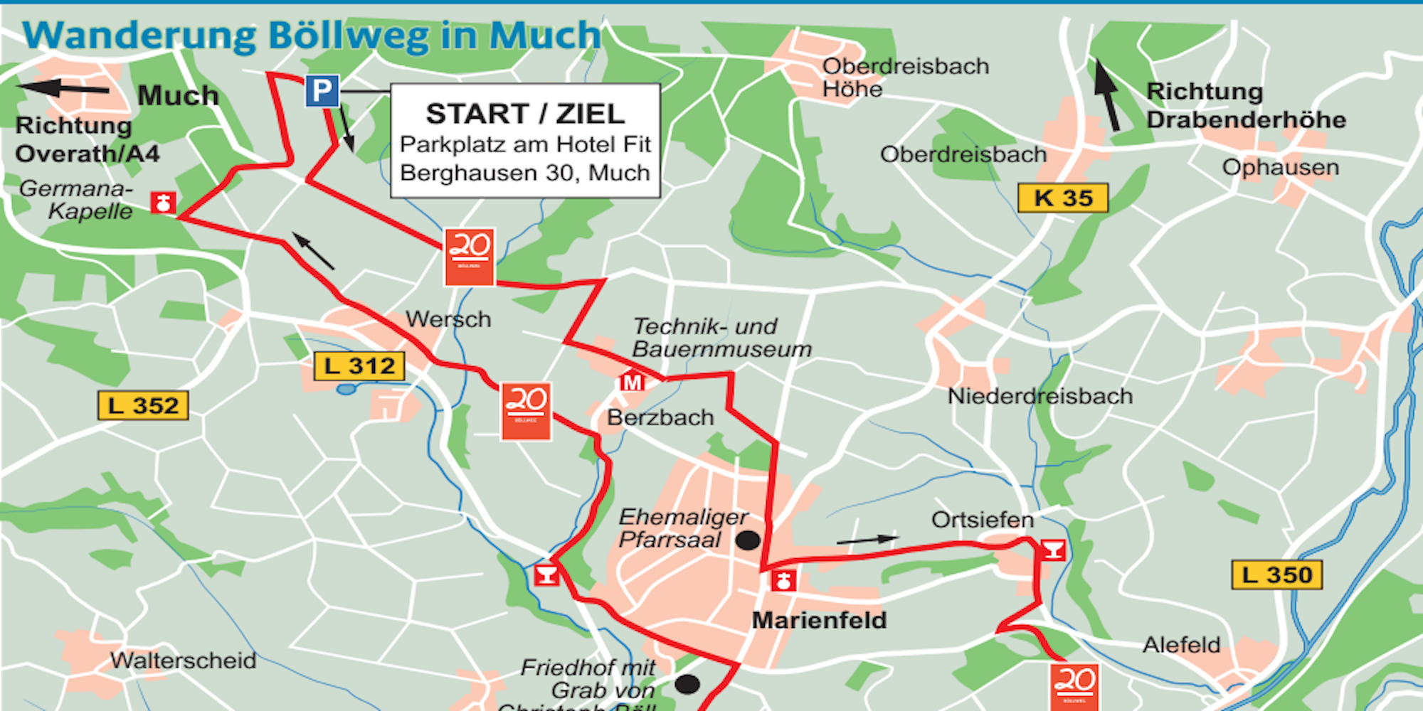 So verläuft die Wanderroute durch Heinrich Bölls Heimatstadt Much.