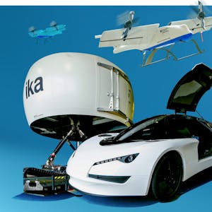 Neue Mobilitätsprojekte aus NRW: Fahrsimulator, Paket-Drohne und ein autonom fahrendes Testauto.