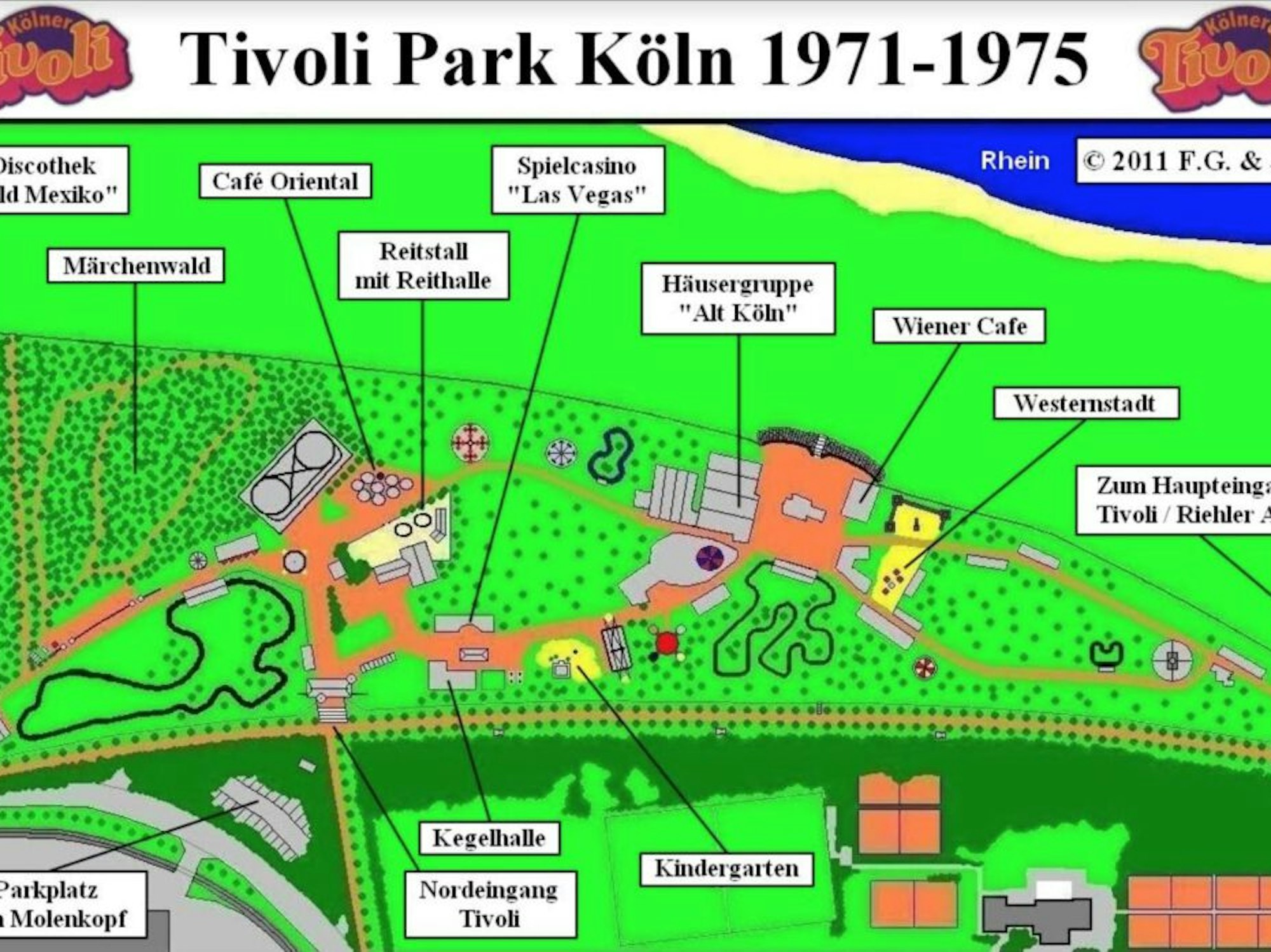 Der Lageplan des ehemaligen Kölner Freizeitparks am Rhein.