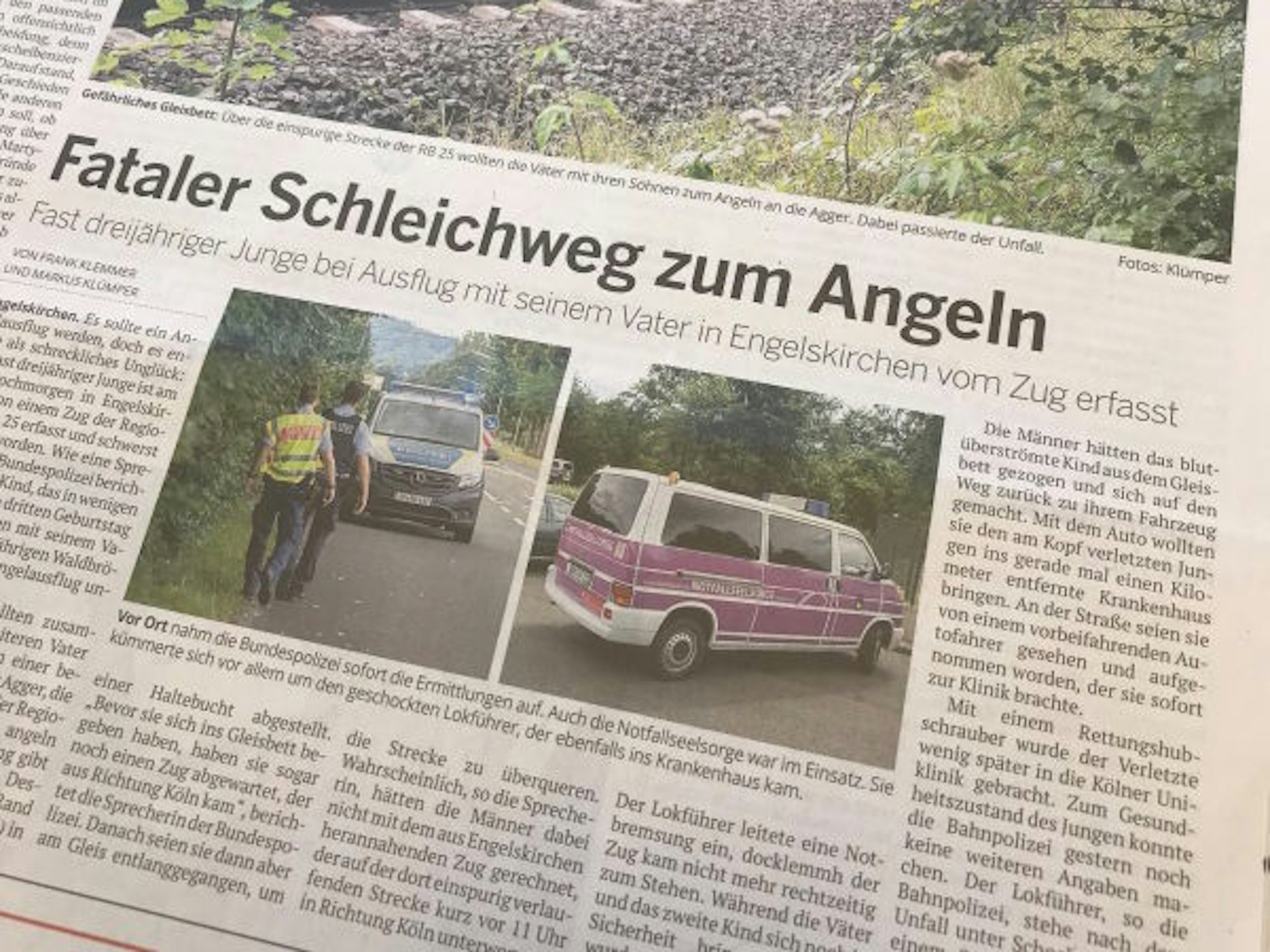 So berichtete die Oberbergische Volkszeitung am 8. August über den schrecklichen Unfall.