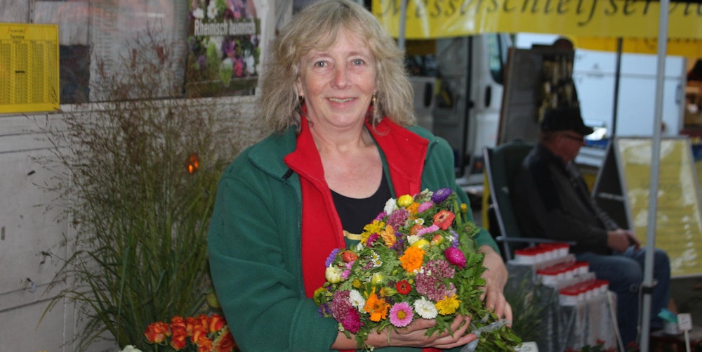 Elisabeth Brandl steht seit 20 Jahren auf den Wochenmärkten in Köln.