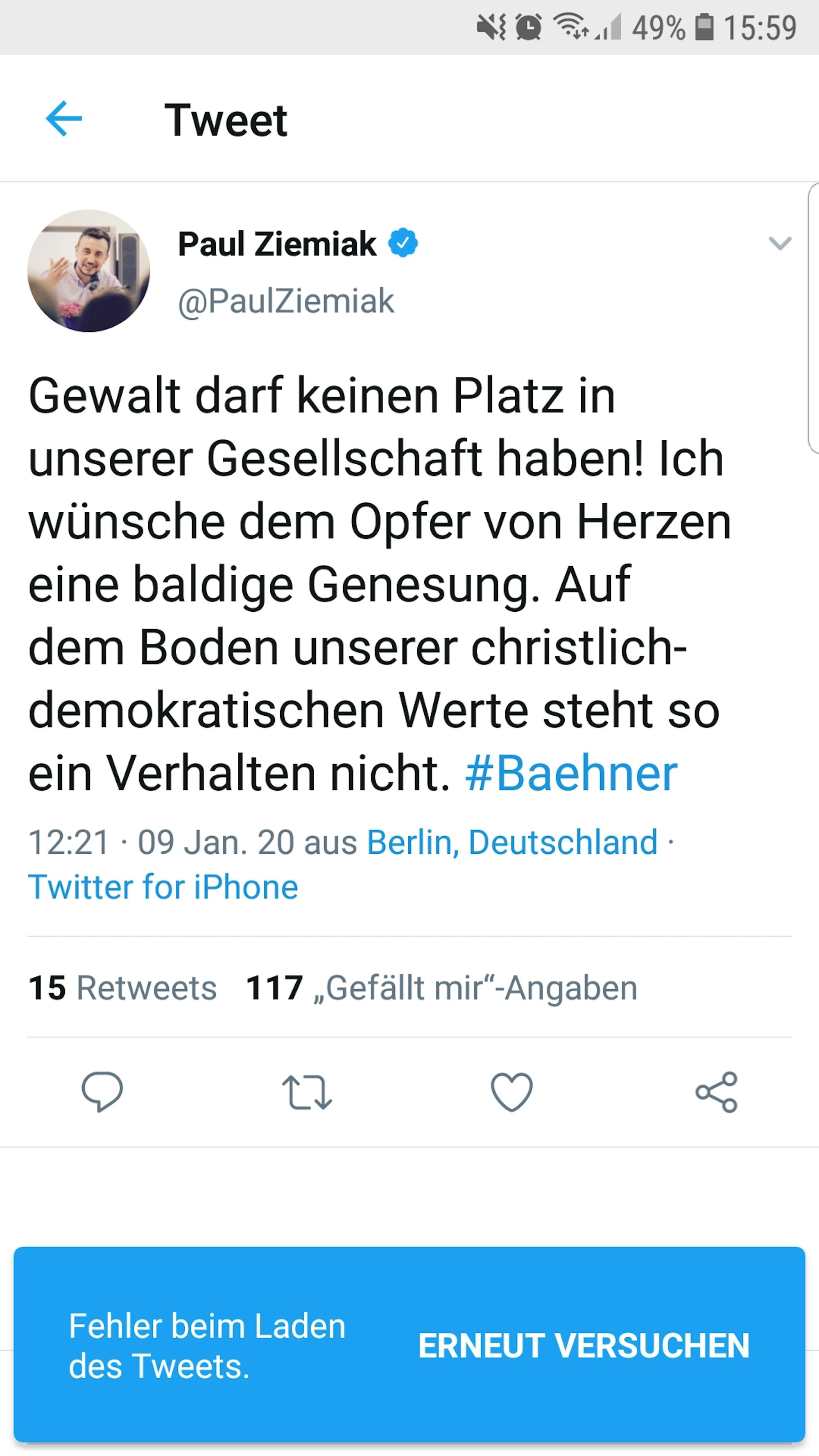 Tweet von CDU-Generalsekretär Paul Ziemiak