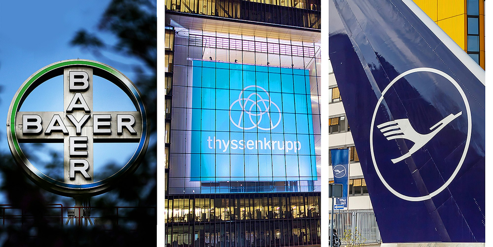 Logos Bayer Thyssen Lufthansa