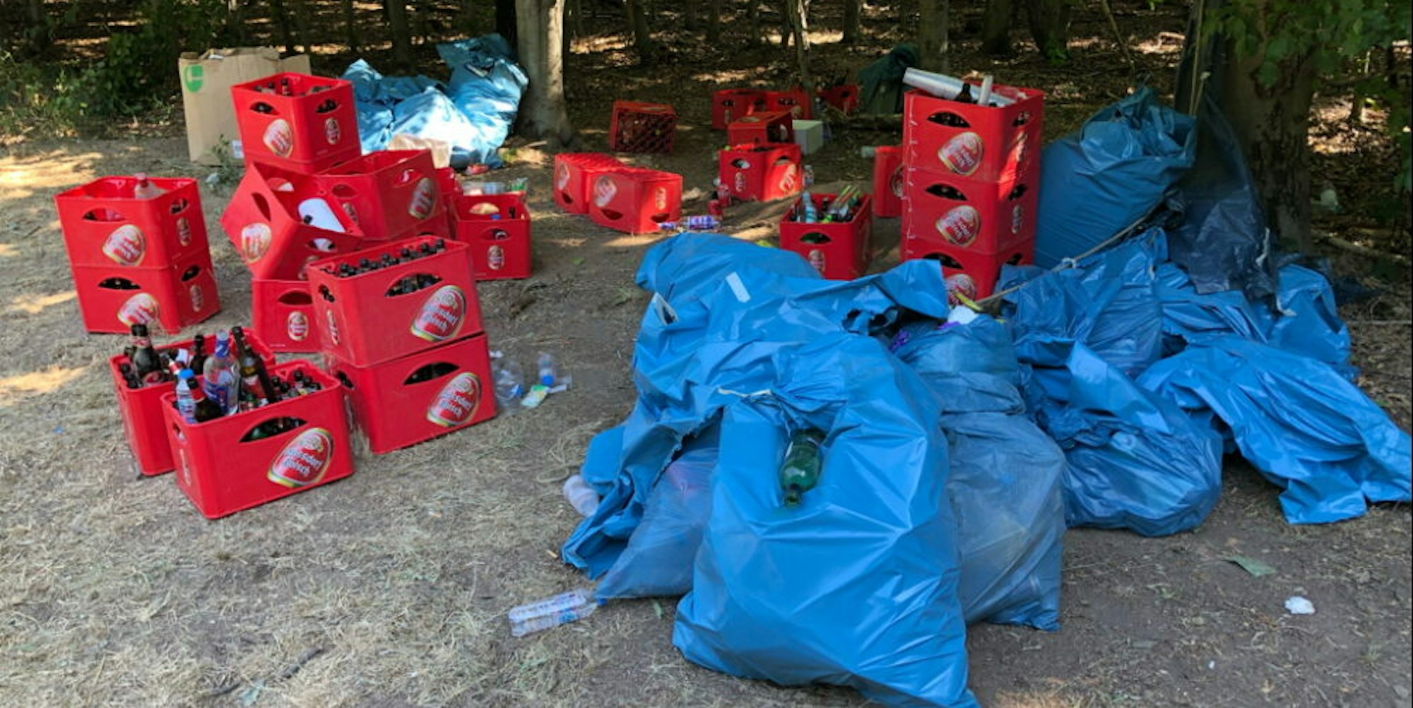 Berge von Müll blieben bei der letzten Party im Wald zurück.
