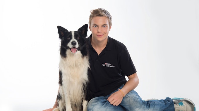 Lukas mit seinem Hund Falco – gemeinsam gewannen sie beim "Supertalent" 2013.