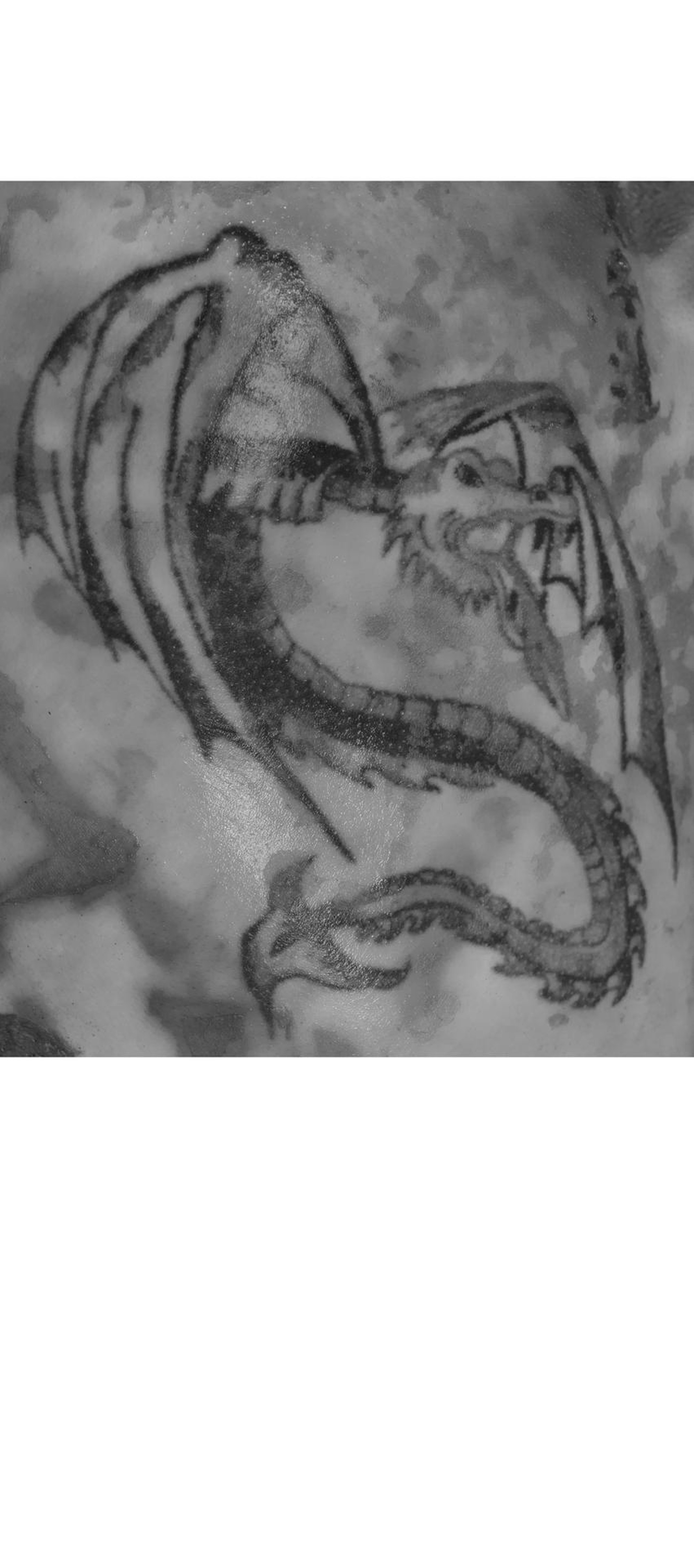 Tattoo-Mann Rücken links Drache 170612