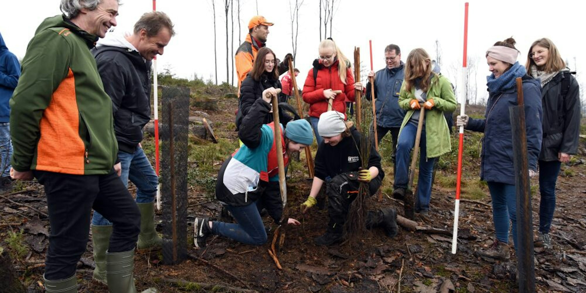 8000 Bäume werden nahe  Kaplansherweg von der Kirchengemeinde St. Nikolaus mit Hilfe von  Schülerinnen und Schülern des EvB und des St. Angela gepflanzt.
