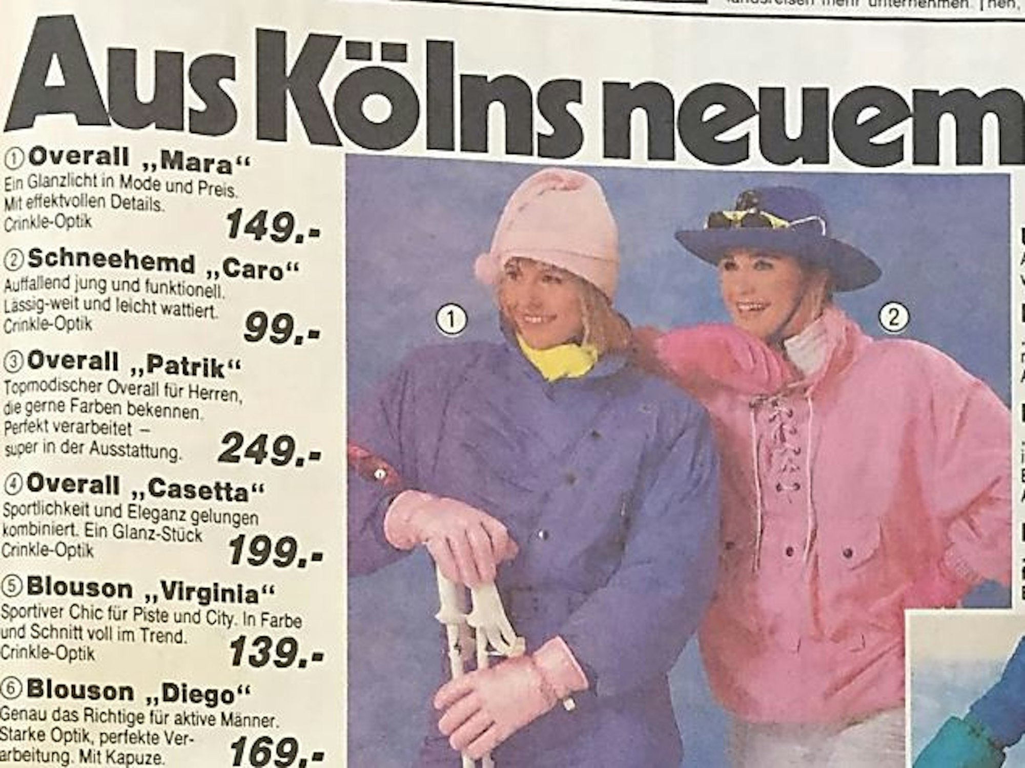 Das Foto zeigt Ski-Werbung von 1986.