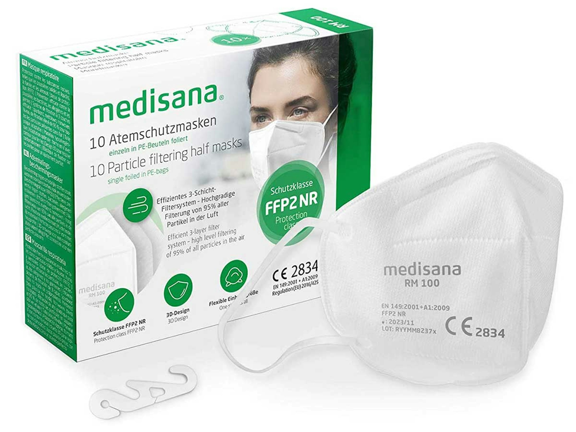Medisana RM 100 FFP2-MaskeProduktbild zum Artikel FFP2 Masken Testsieger bei Stiftung Warentest.