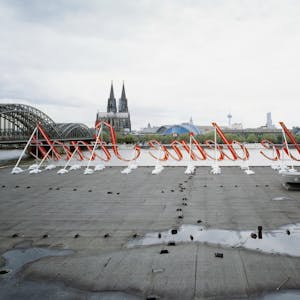 Auf dem Rheinpark-Pavillon war der Schriftzug „Liebe deine Stadt“ zu Beginn der Aktion zu sehen. Das Foto entstammt der Jubiläumsedition.