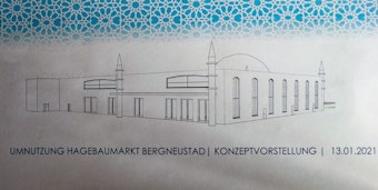 Skizze der Moschee: So könnte das Bauwerk irgendwann aussehen. Zunächst muss aber eine Einigung in der Standortfrage erzielt werden.