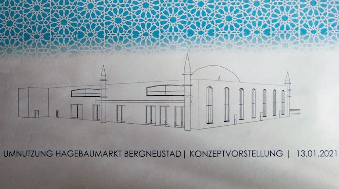 Skizze der Moschee: So könnte das Bauwerk irgendwann aussehen. Zunächst muss aber eine Einigung in der Standortfrage erzielt werden.