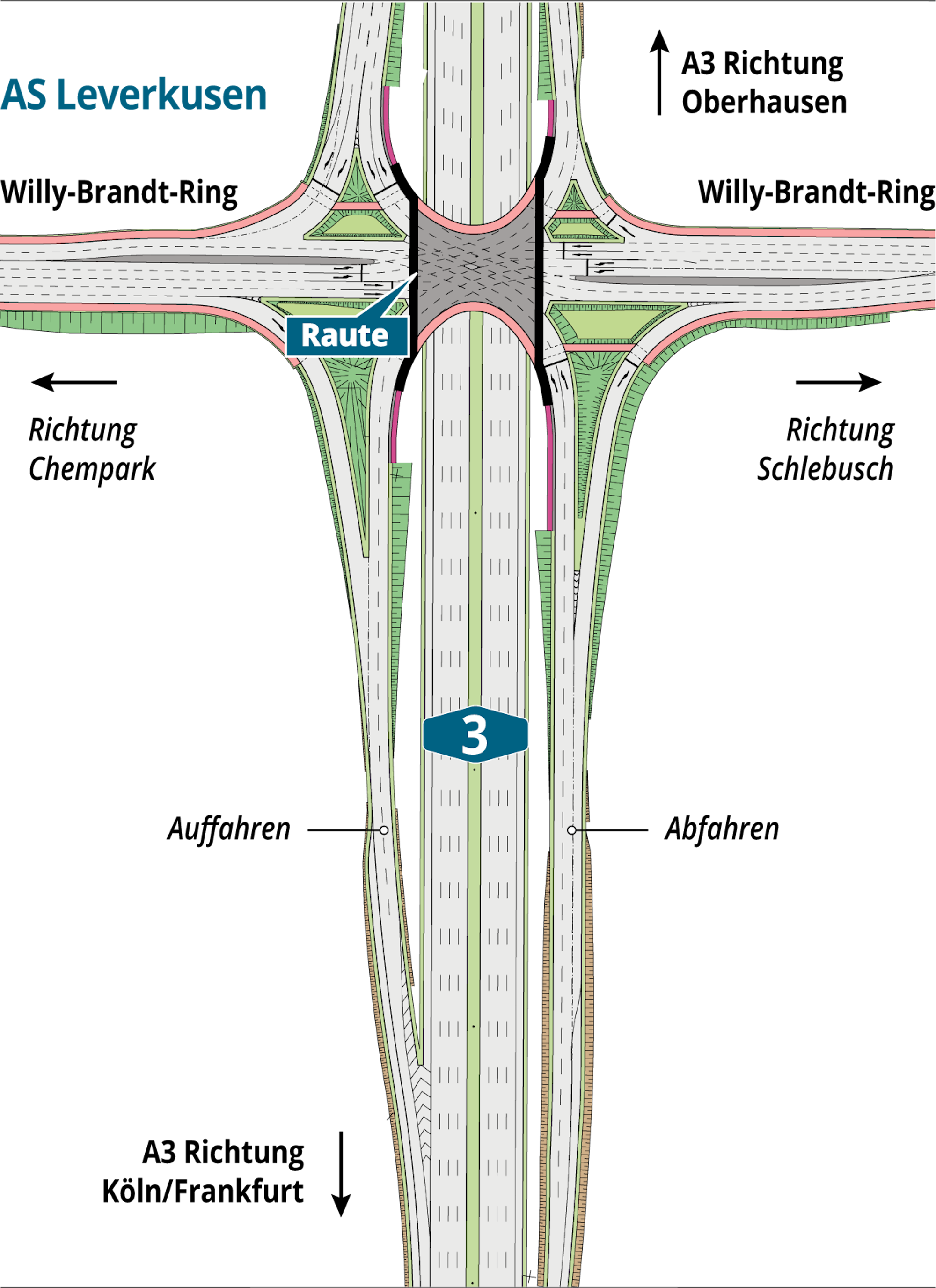 Grafik Anschlussstelle Leverkusen A3