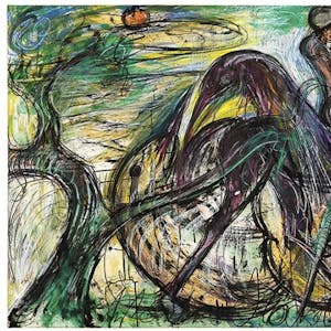 Antonius Höckelmanns Gemälde „Reiter und Wassertier in der Landschaft“ (1992)