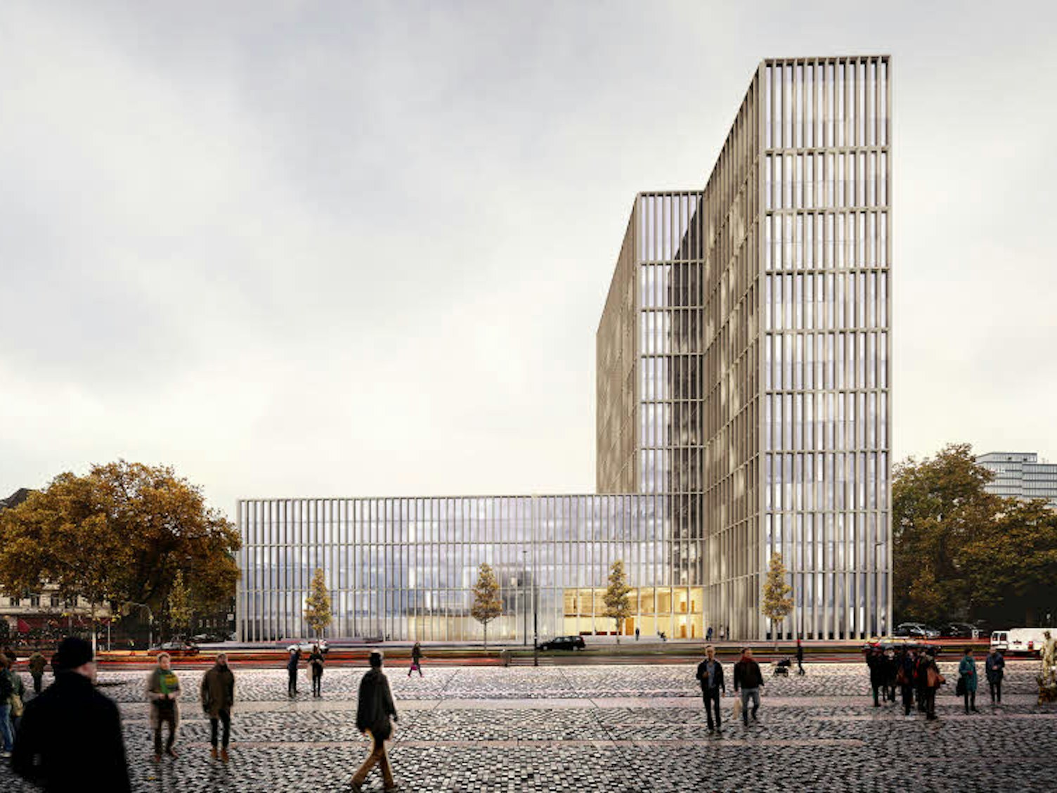Zukunft: Die Aachener Architekten kadawittfeld wollen ein bis zu 73 Meter hohes Hochhaus realisieren. (Visualisierung: kadawittfeld)