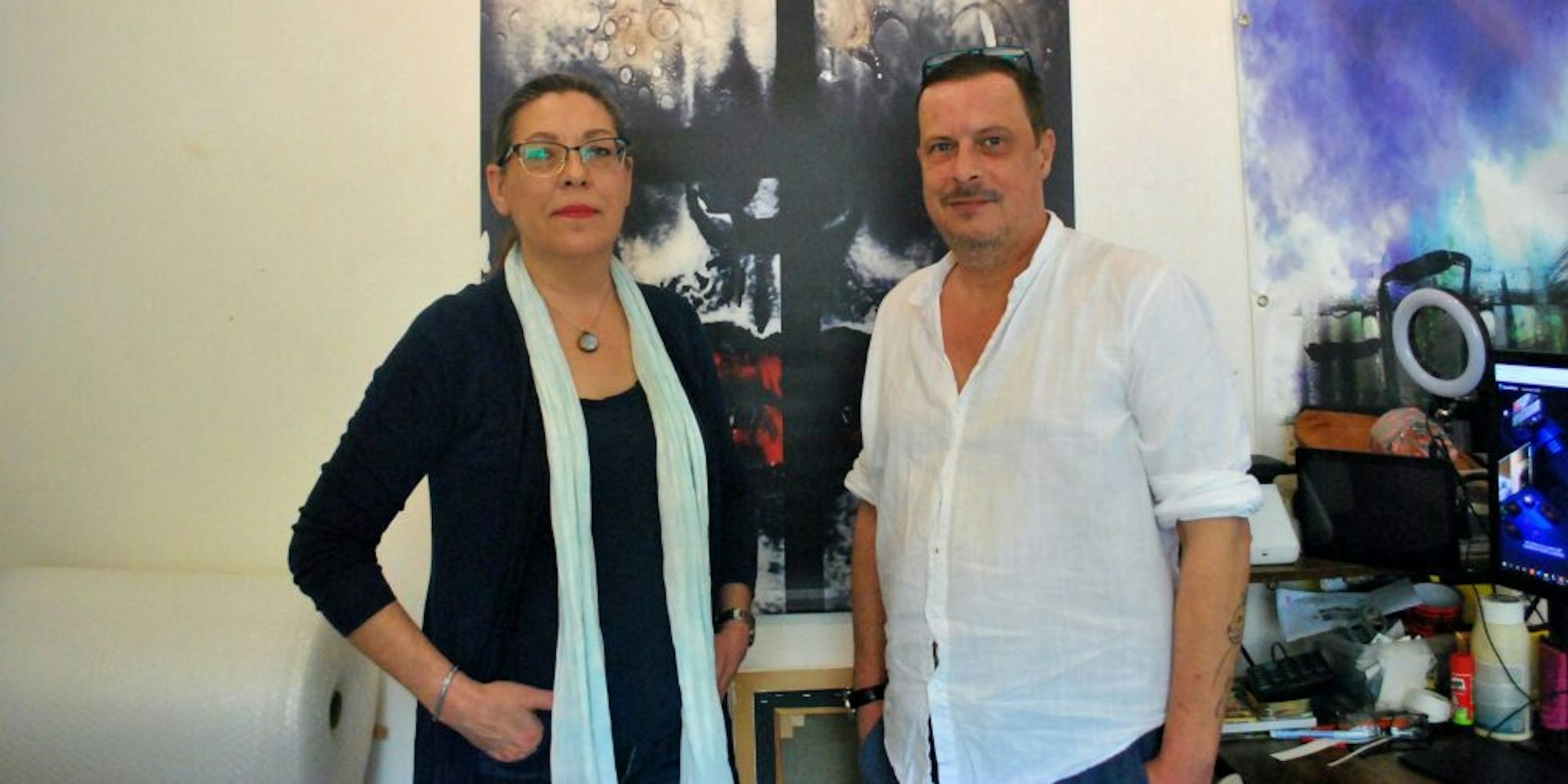 Gabriele Haanrats und André Böxkes organisieren die Kunstroute Ehrenfeld seit 2018.