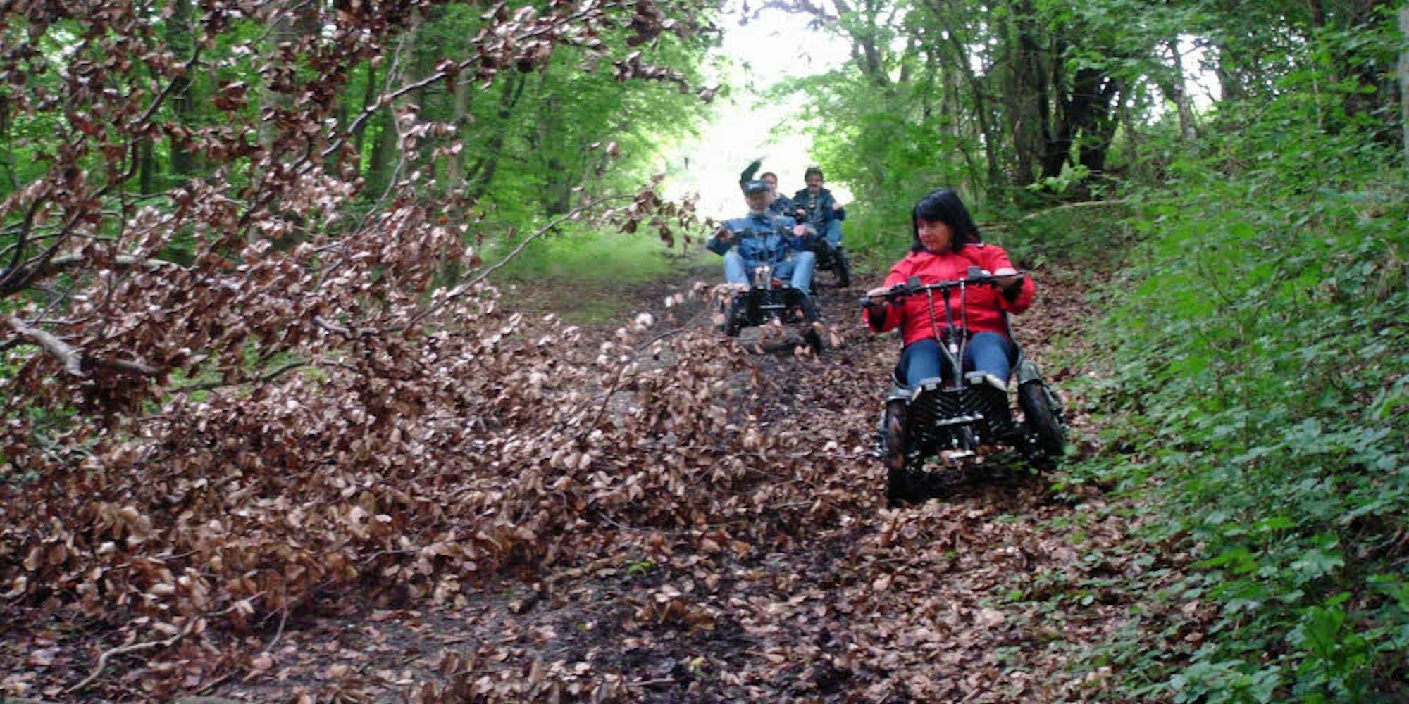 Wie mit einem Unimog können sich Gehbehinderte mit dem geländegängigen Rollstuhl im Wald bewegen.