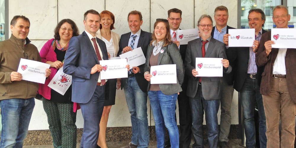 Offizieller Launch der Kampagne „Erlebe deinen Markt“ am 5. Mai 2015 in Hannover mit Vertretern aus Berlin, Bremen, Dortmund, Duisburg, Essen, Hamburg, Hannover, Köln, München und Rostock.