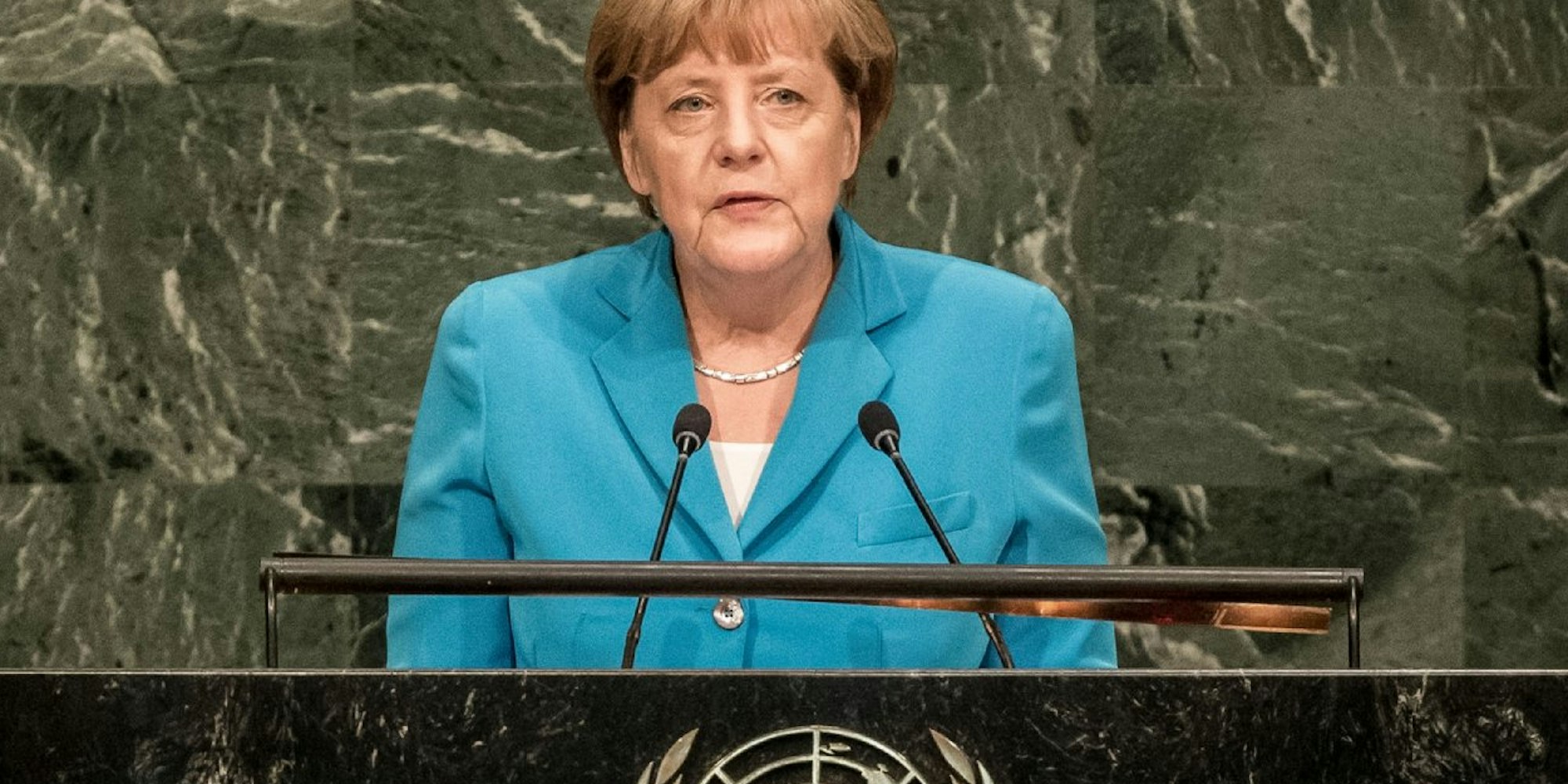 Bundeskanzlerin Angela Merkel beim Gipfel für Nachhaltige Entwicklung der Vereinten Nationen in New York.