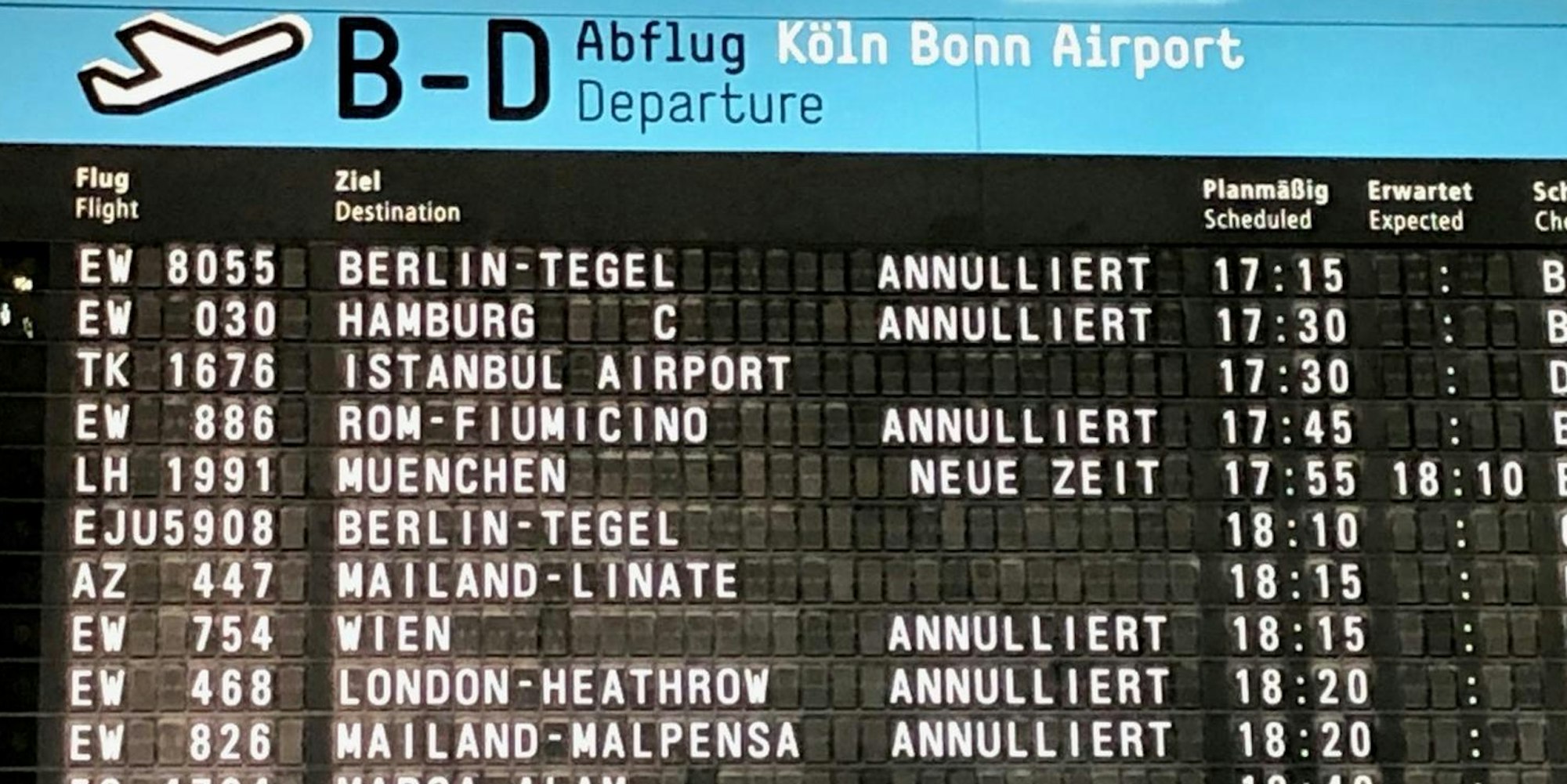Airport CGN Annullierungen