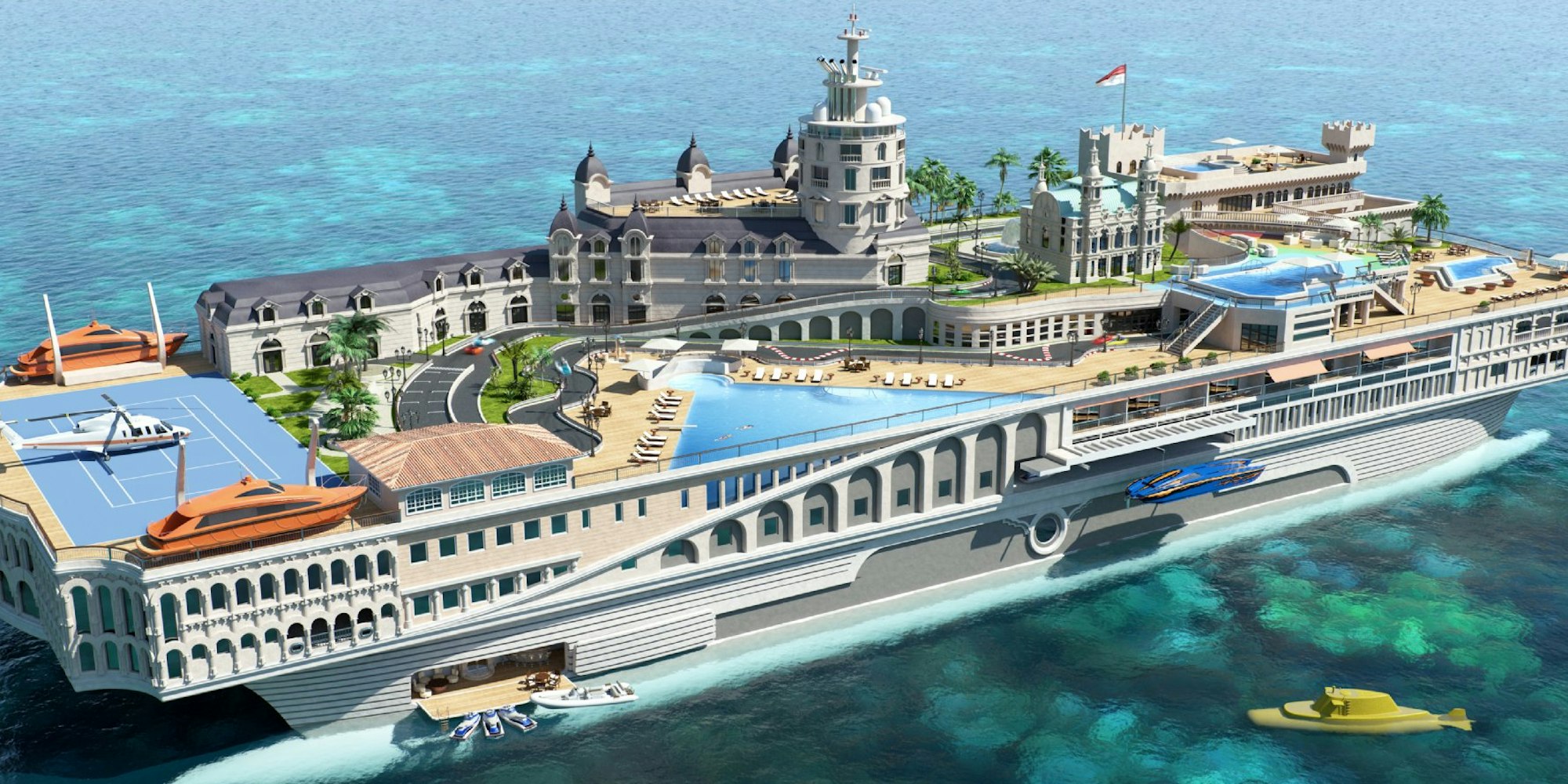 Das neue Projekt der britischen Agentur „Yacht Island Design“ ist die schwimmende Luxus-Jacht „Streets of Monaco“.