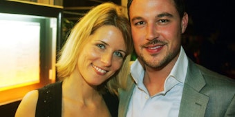 Miriam Lange mit ihrem Freund Sebastian Biener bei der Nada-Restaurant-Eröffnung.