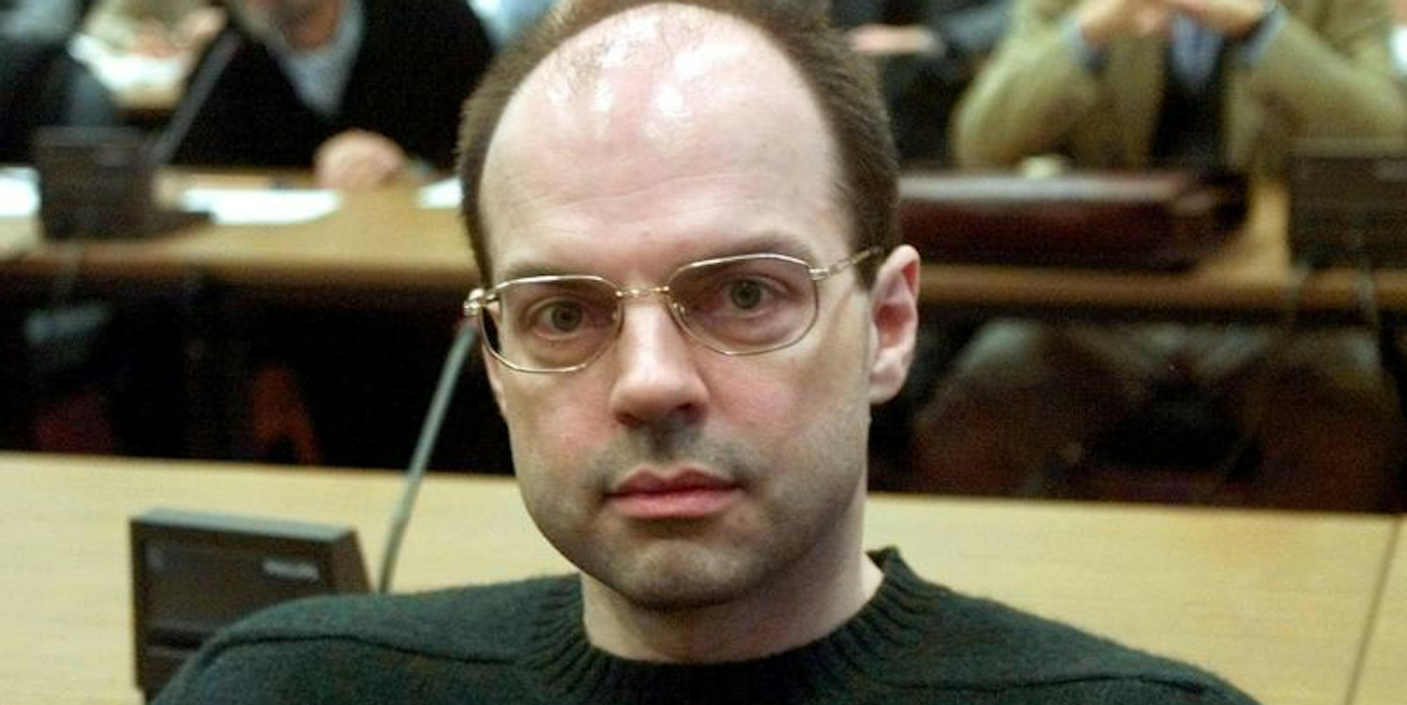 Thomas Drach, Drahtzieher der Reemtsma-Entführung, in den 1990er-Jahren im Landgericht auf der Anklagebank.