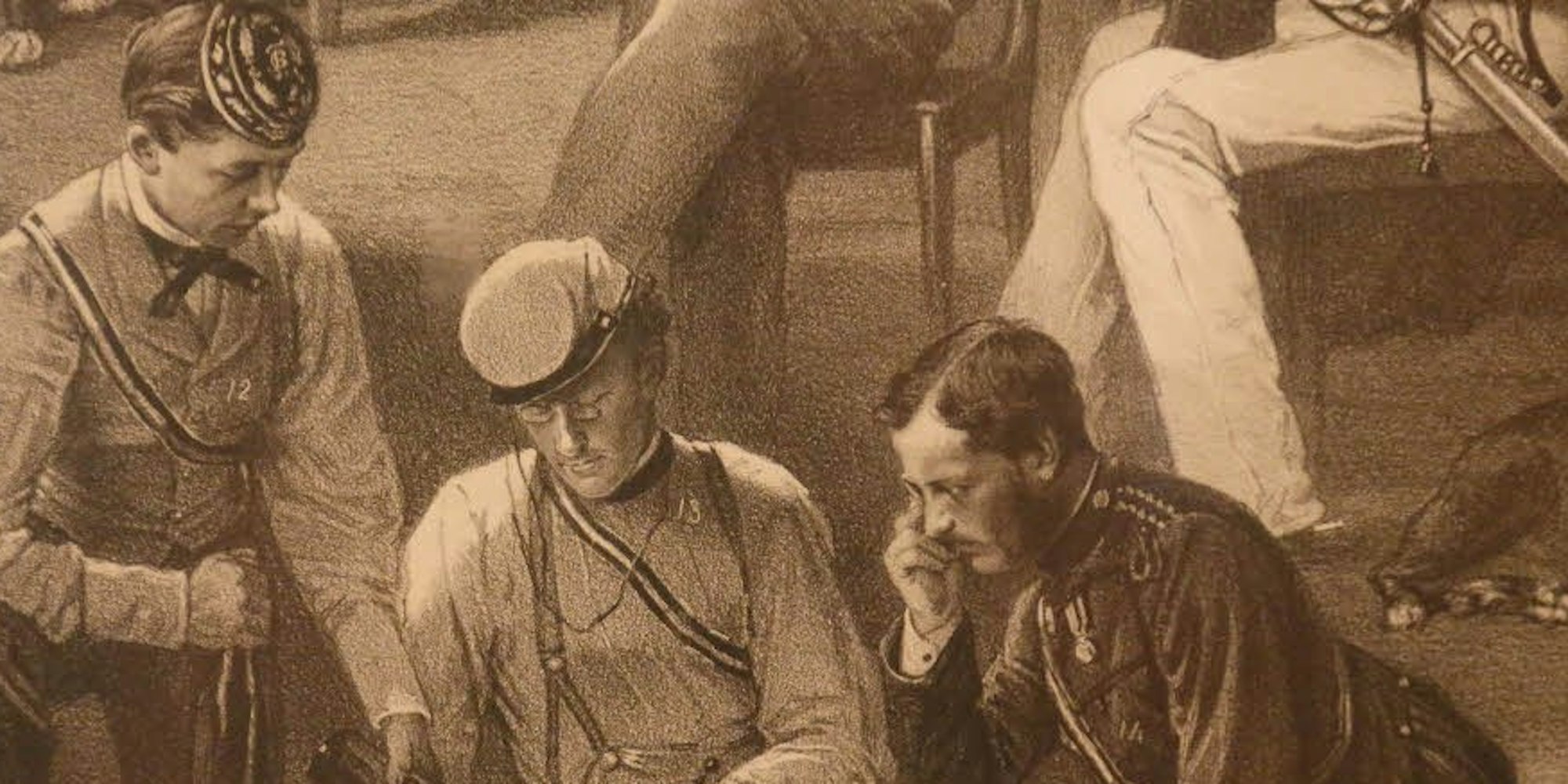 Drei Studenten vom Bonner Corps „Borussia“ – in der Mitte der spätere „Totschläger“ Wendt Botho Graf von Eulenburg – bereiten eine süffige Punsch-Bowle (Ausschnitt aus einem historischen Druck mit Szenen aus dem Corpsleben der Borussen).