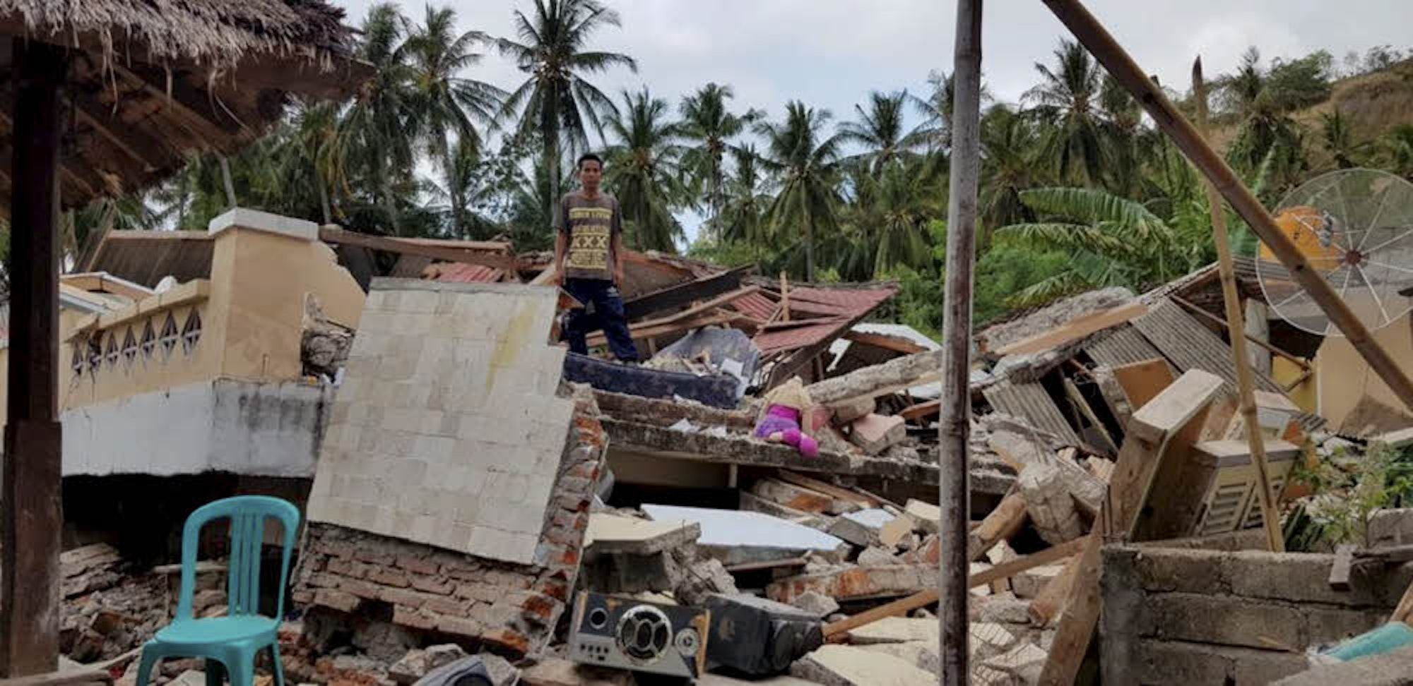 70.000 Häuser auf der Insel Lombok, hier das Dorf Mentigi, sollen durch das Erdbeben zerstört worden sein.