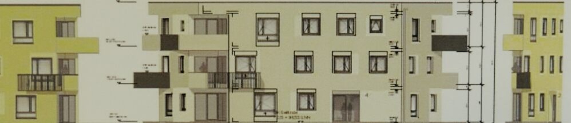 In verschiedenen Grüntönen werden die Gebäudekomplexe am Dietkirchenweg gestrichen. Alle Wohnungen sind ausgestattet mit Balkon oder Terrasse.