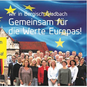 Mit diesem Plakat werben die Gladbacher für die Teilnehme an der Europawahl.