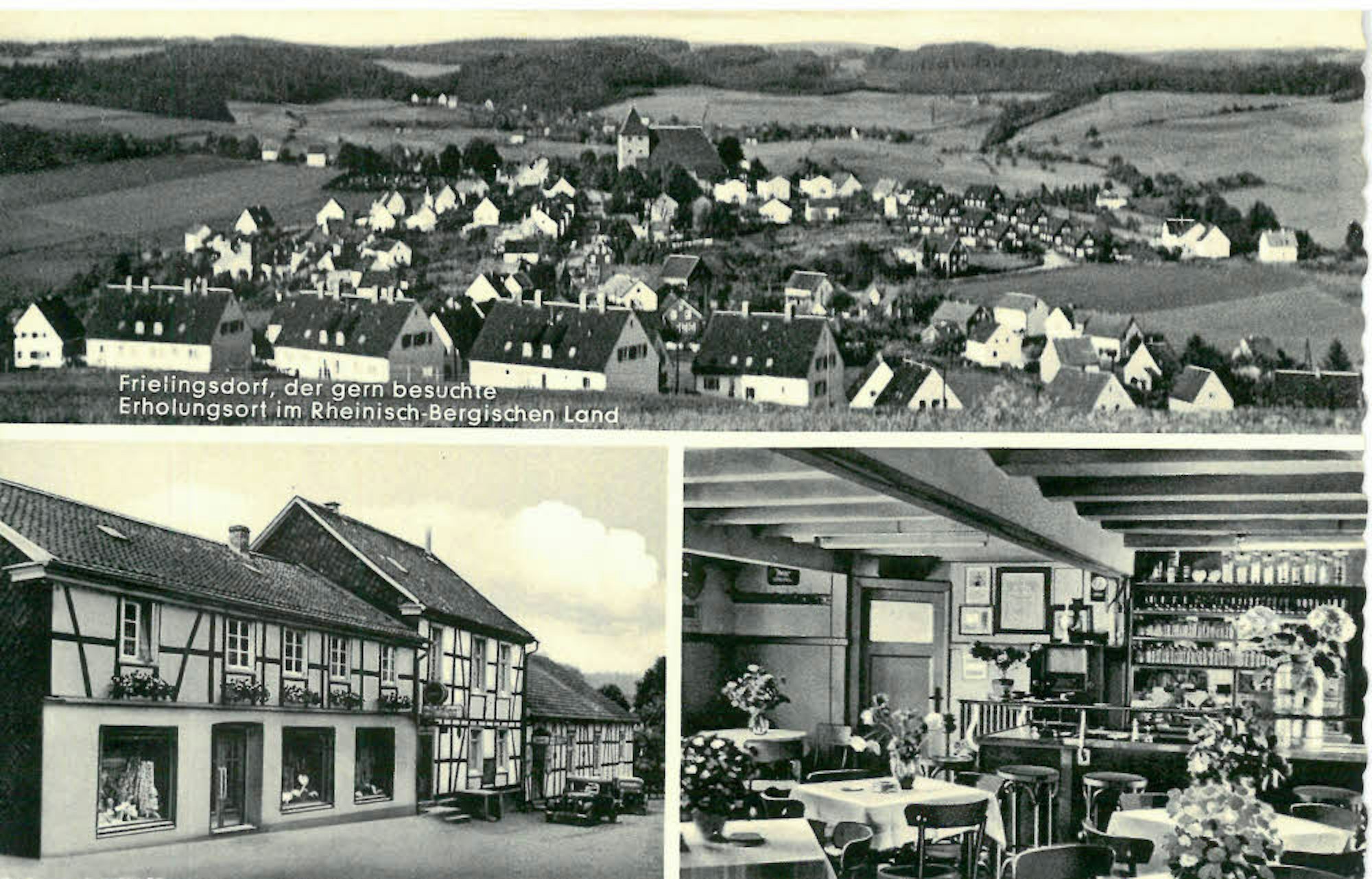  Eine alte Postkarte von Frielingsdorf zeigt rechts hinter der Kirche die „Luftwaffensiedlung.