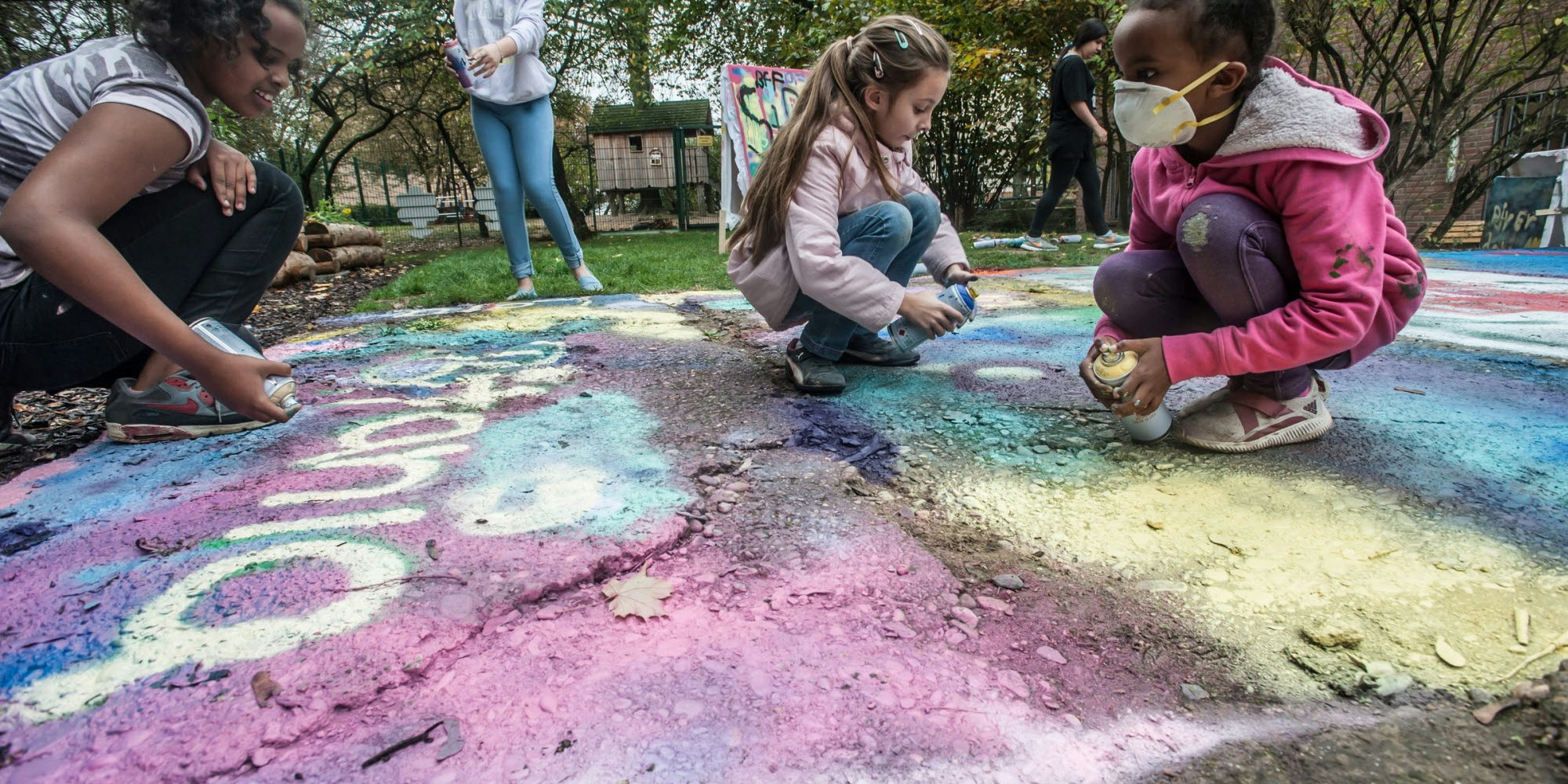 Kinder zwischen sieben und 14 Jahren haben beim Graffiti-Workshop mitgemacht.