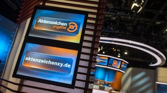 Ein Blick ins Studio der ZDF-Fernsehsendung „Aktenzeichen XY ungelöst“