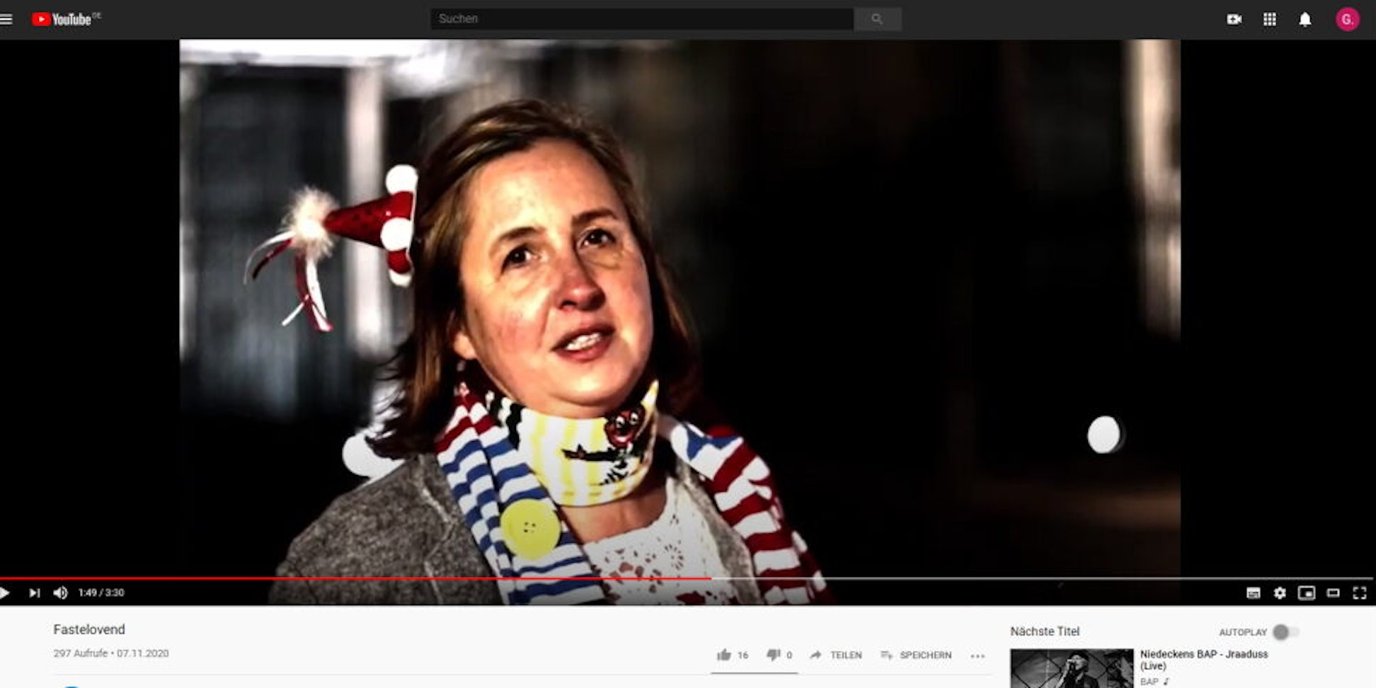 Hilde Braun aus Gladbach im Video zu ihrem Lied „Fastelovend“