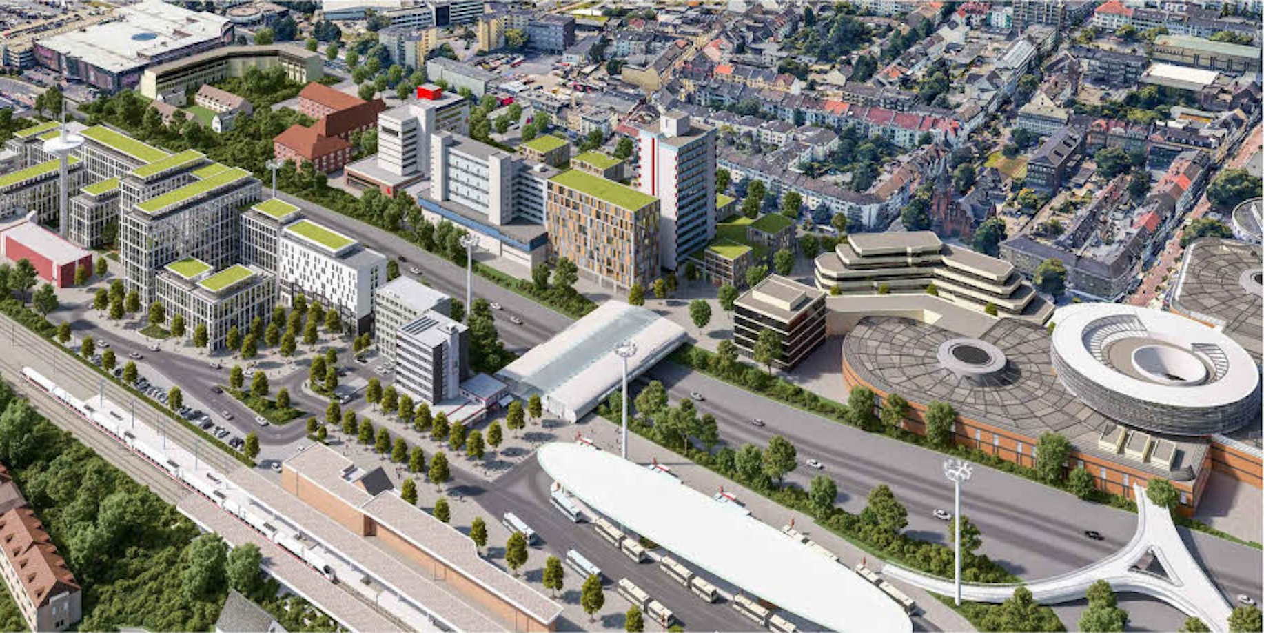 Grundsätzlich Grünes Licht gab der städtische Planungsausschuss für das Bauvorhaben des Projektentwicklers Gevi zwischen dem Bahnhof Leverkusen-Mitte und dem Europaring.