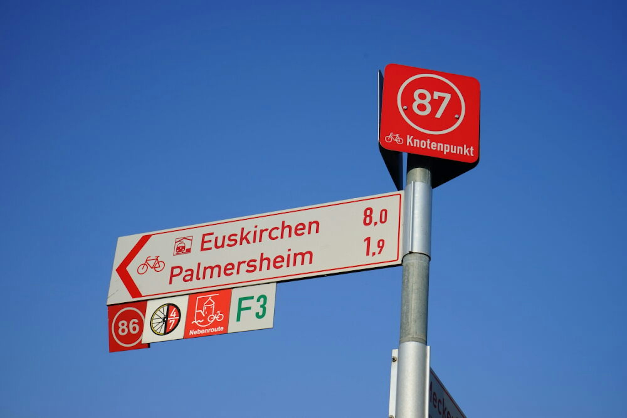Am Ortsausgang Palmersheim können Radfahrer jetzt schon die Vorzüge des Knotenpunktsystems erproben.