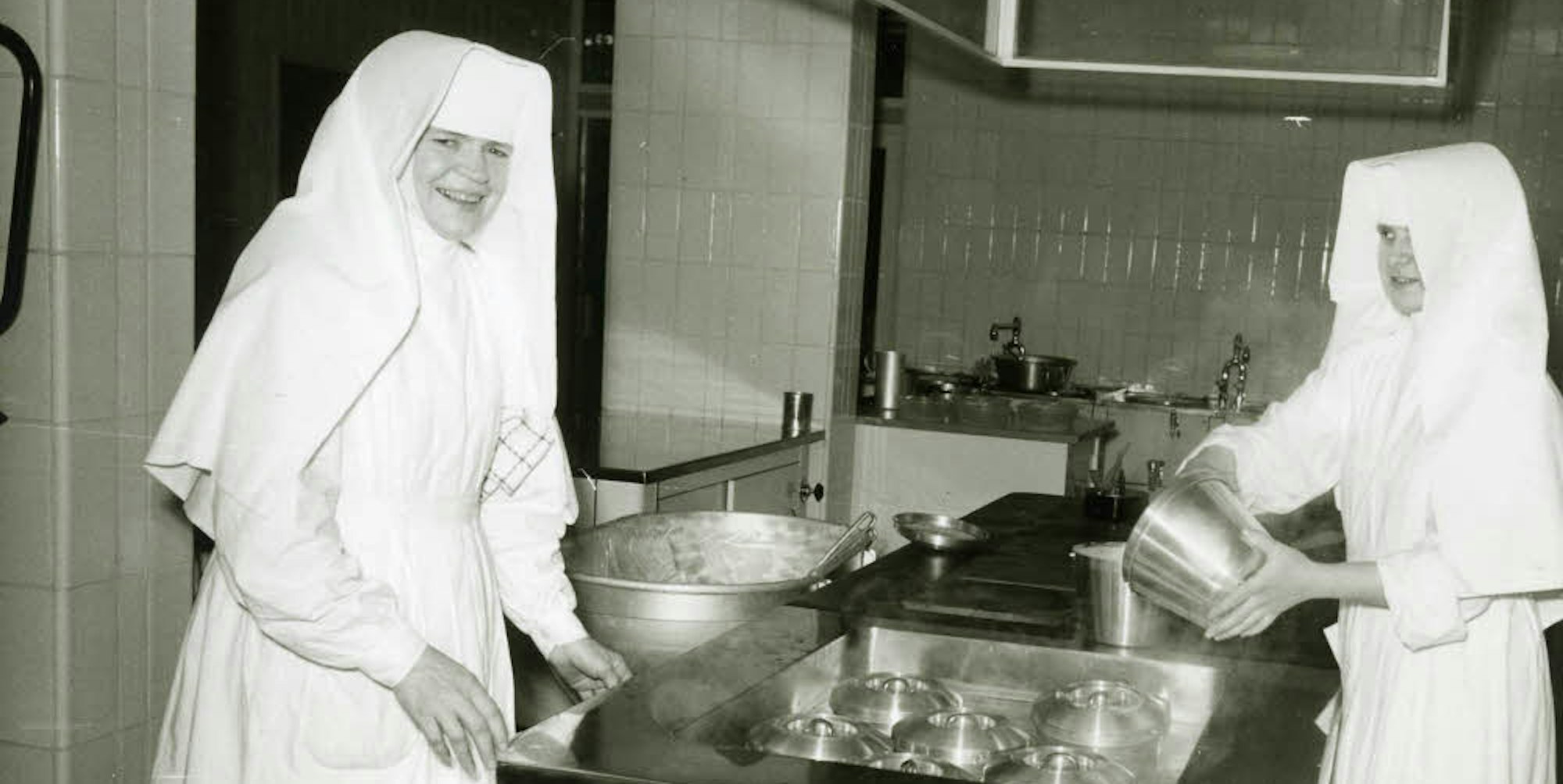 Die Arbeit in der Küche des Bensberger Hospitals gehörte von Anfang an zu den Aufgaben der Pallottinerinnen.