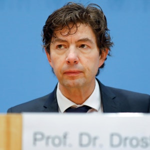 Der Virologe Dr. Christian Drosten von der Charité in Berlin bei einer Pressekonferenz zur Corona-Lage in Deutschland.