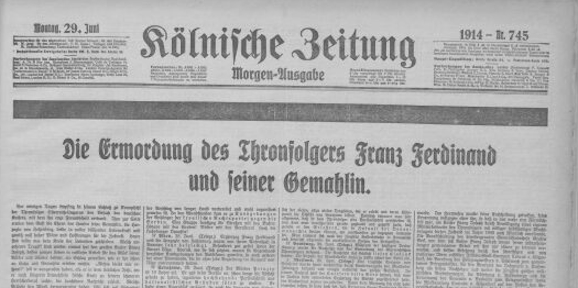 Die größte Schlagzeile des Jahres 1914 