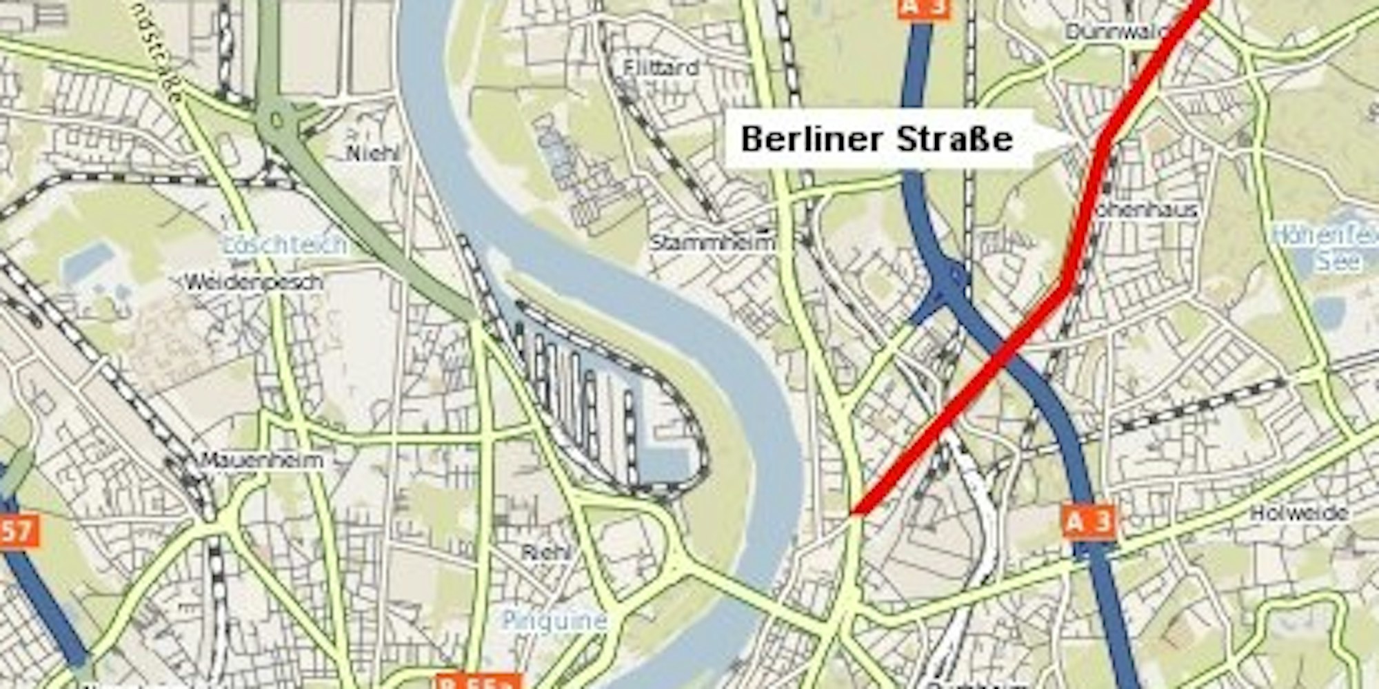 Der Verlauf der Berliner Straße.