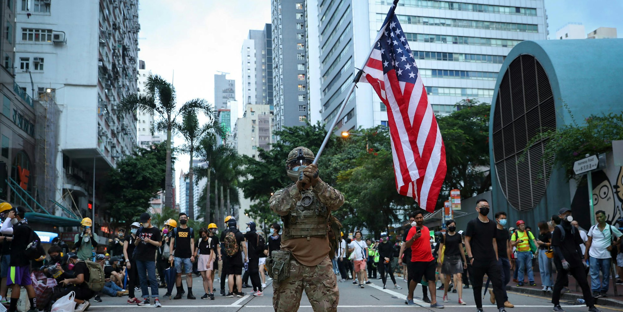 Hongkong Proteste US-Flagge