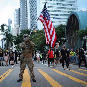 Hongkong Proteste US-Flagge